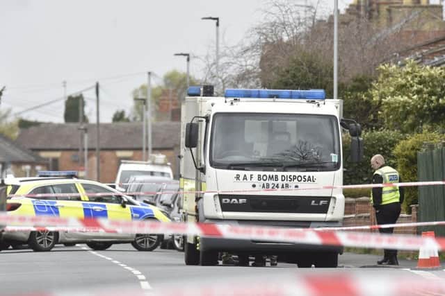 The bomb squad in New Road on Saturday