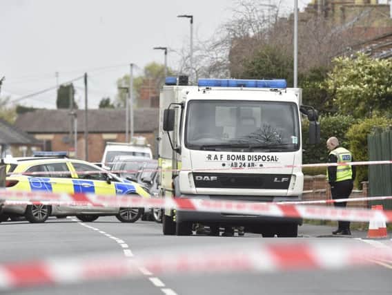 The bomb squad in New Road on Saturday