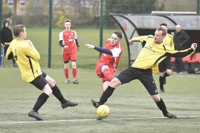 Action from Netherton Reserves win over Spalding Athletic in Peterborough Division Two. Photo: David Lowndes.