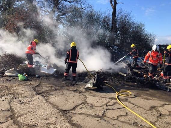 Firefighters putting out the fire. Photo: Cambridgeshire Fire and Rescue Service
