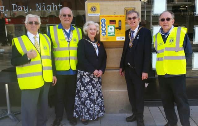 Members of the Peterborough Lions club (left to right) Bill Peacock, Richard Willis and Andrew Wilcox with Peterborough Mayor Chris Ash and Mayoress Doreen Roberts