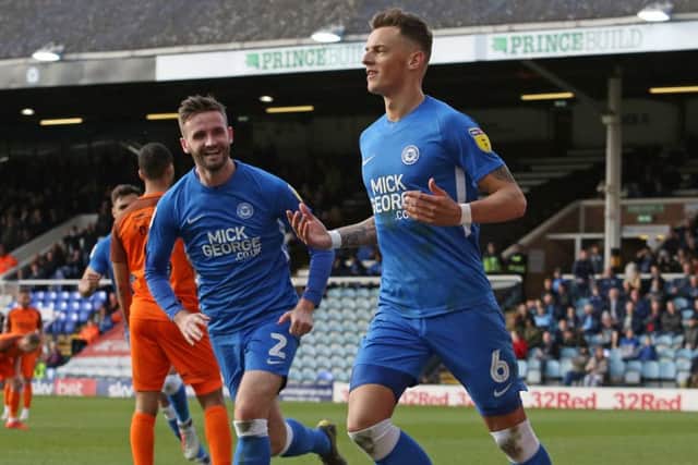 Ben White celebrates a goal for Posh against Southend. Photo: Joe Dent/theposh.com.