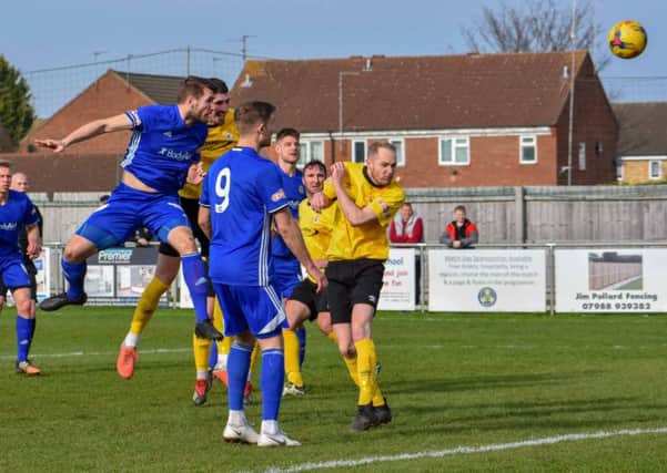 Action from Peterborough Sports (blue) and Barton Rovers at the Bee Arena. Photo: James Richardson.
