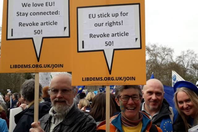 Liberal Democrat parliamentary candidate for Peterborough Beki Sellick (centre) at Saturday's march