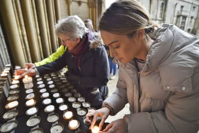 Christchurch vigil at Peterborough Cathedral attending by Mayor of Peterborough Coun. Chris Ash, Mayoress Doreen Roberts, Coun Ansar Ali, The Vicar of Peterborough Revd Canon Ian Black and Tim Alban Jones Peterborough Cathedral Canon in Residence EMN-190325-105434009