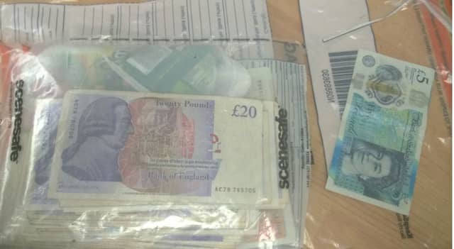 The cash discarded from Allen's car. Photo: Cambridgeshire police