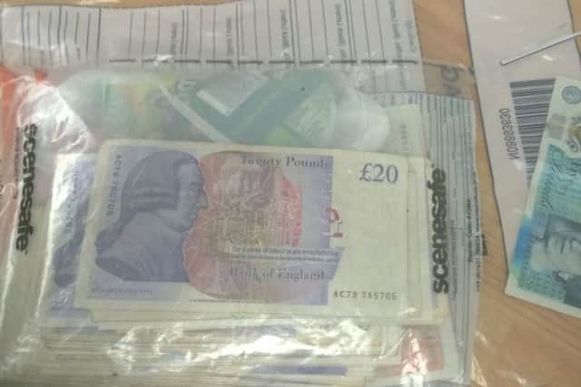 The cash discarded from Allen's car. Photo: Cambridgeshire police