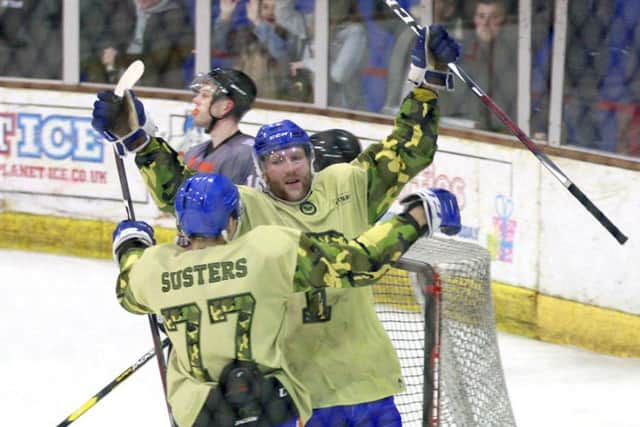 Petr Stepanek of Phantoms celebrates a goal against Basingstoke. Photo:  Paul Young, Nene Digital.