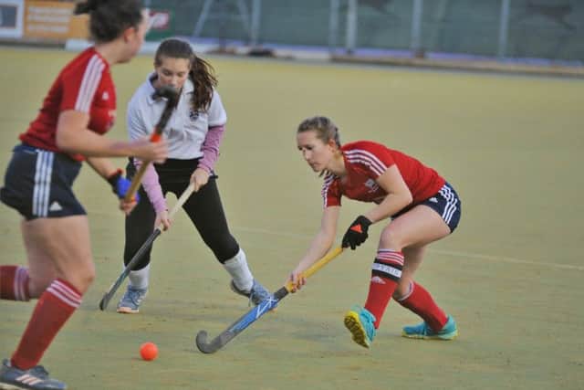 City of Peterborough Ladies seconds (red) in action.