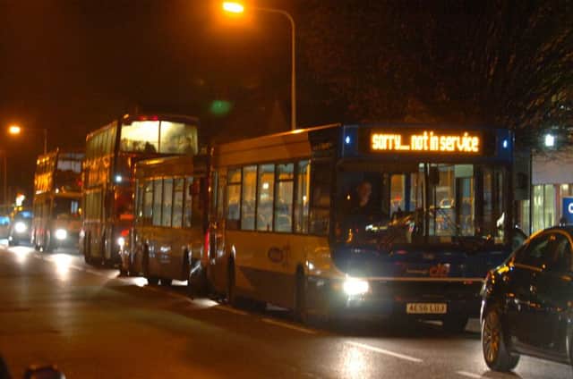 Stagecoach buses returning to the depot at the end of the day
