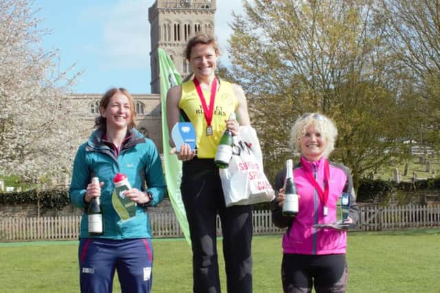The first three female finishers.