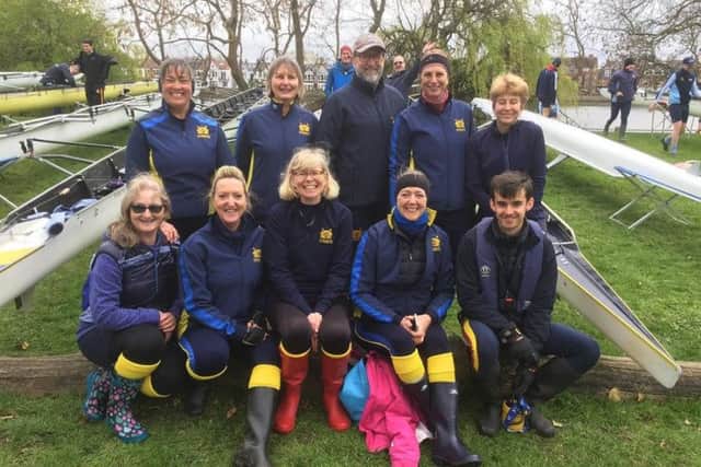 The Peterborough City Rowing Club womens novice eight of from the left, back, Anne Grange, Sue Wallace, Joe Smith (coach), Jodi Peggs, Helen Lavelle, front, Jo Burton, Debbie Downes, Ann Casey, Debbie Hunt-Pain and cox Alex Kirkup