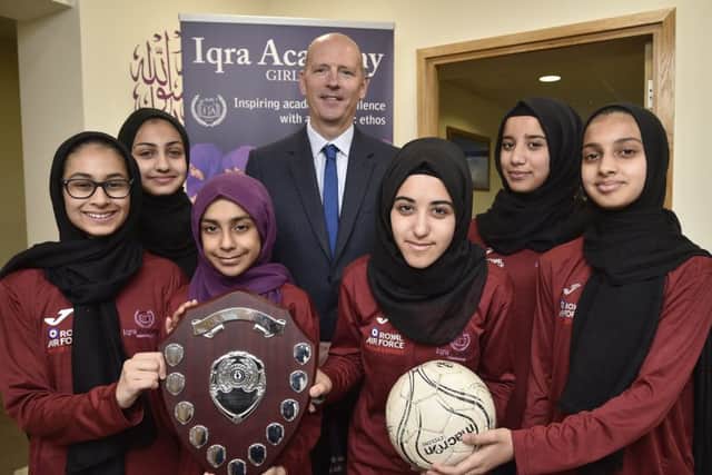 Iqra Academy team members pictured with principal Michael Wright are Bayan Alwadi, Amineh Alkahil, Aisha J.Jakal, Khadija Jakal, Amina Akhter and Mahek Hussain.
