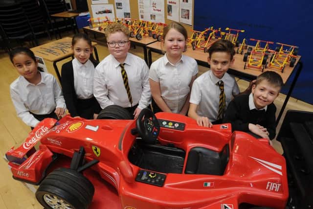 Pupils from Werrington primary school with their STEM project work. EMN-190329-173228009