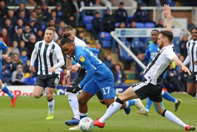 Ivan Toney in action for Posh against Gillingham. Photo: Joe Dent/theposh.com.