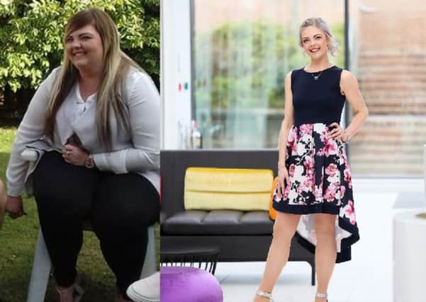 Lucie Hadley before and after her weight loss