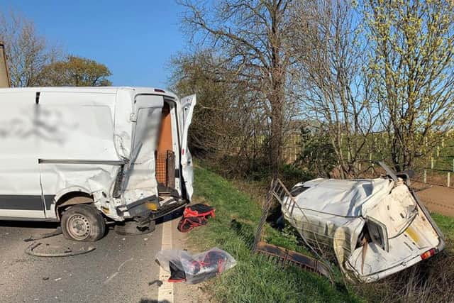 The collision on the A47. Photo: Cambridgeshire police
