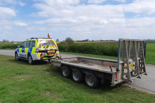 The trailer left behind after the theft. Photo: Cambridgeshire police