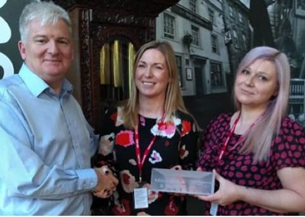 From left, John McCleary, Mitchells & Butlers, Rachel Lapins, Account Manager, Hobart Service, and Rachel Coley, Mitchells & Butlers Operations Manager.