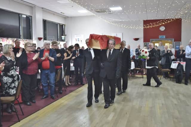 The funeral service for David Browett at the Parkway Sports and Social Club