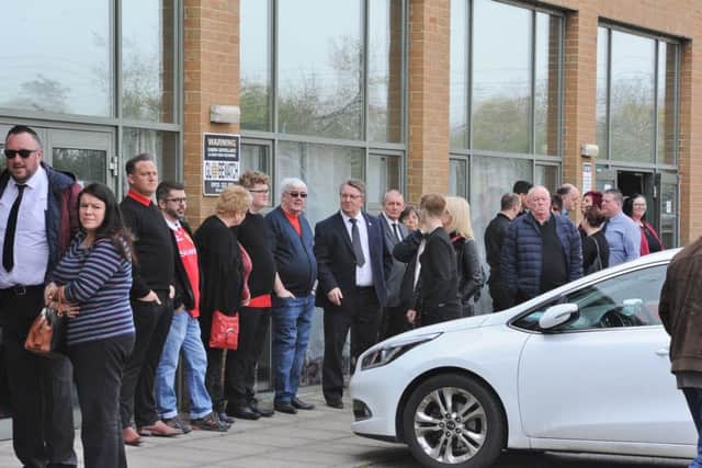 The funeral service for David Browett at the Parkway Sports and Social Club