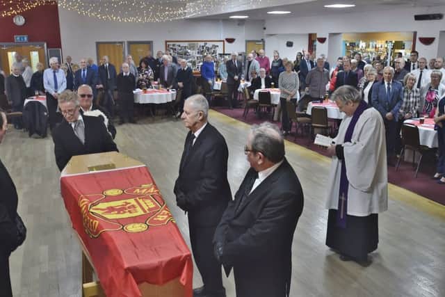 The funeral service for David Browett at the Parkway Sports and Social Club