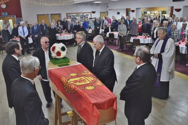 The funeral service for David Browett at the Parkway Sports and Social Club