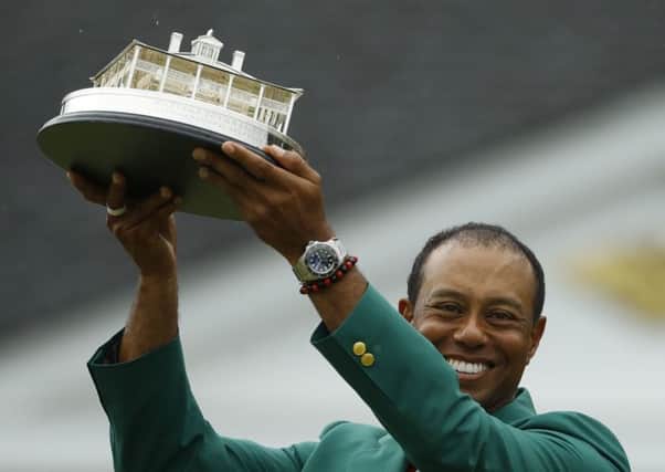 Tiger Woods celebrates his Masters win.