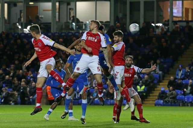 Action from Posh v Fleetwood.