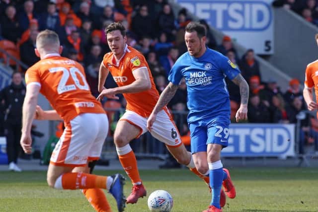 Lee Tomlin in action for Posh at Blackpool last weekend.