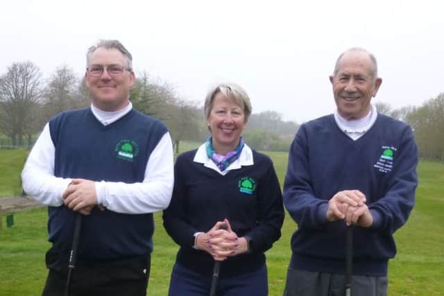 Nene Park's three new captains at the Captain's Drive In. From the left are Gary Geddis (club captain), Anne Curwen (lady captain) and David Asher (seniors captain).