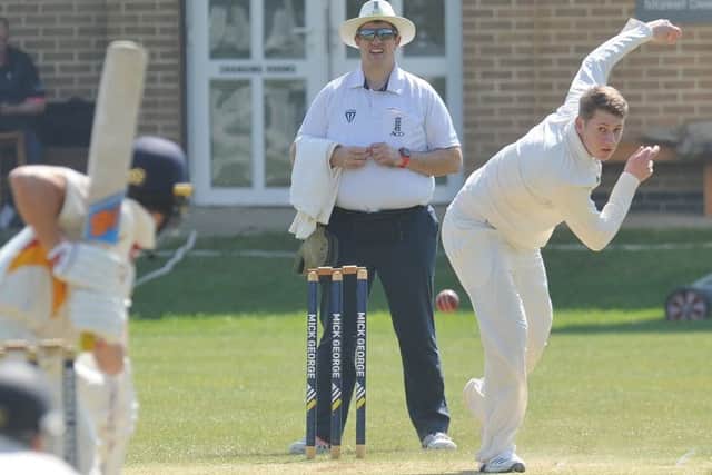 James Hook bowling for Deeping against Lindum.