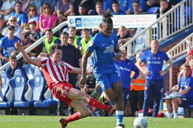 The 'horrendous' challenge on Posh substitute Ivan Toney by Sunderland's Luke O'Nien. Photo: Joe Dent/theposh.com.