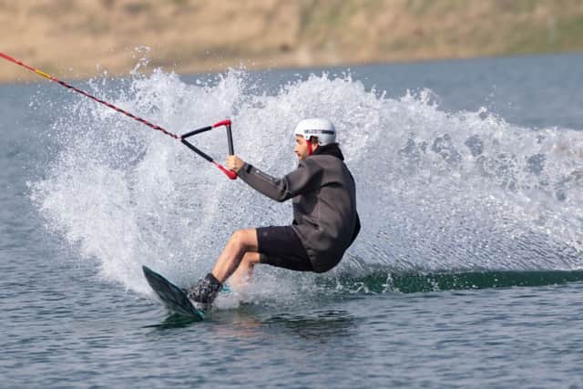 ** WEATHER PICTURE ** Fergus Harrington (36 from Stamford, Lincs)  trys new  Wakepark. 
Wakepark, Peterborough
Monday 22 April 2019. 
Picture by Terry Harris. THA