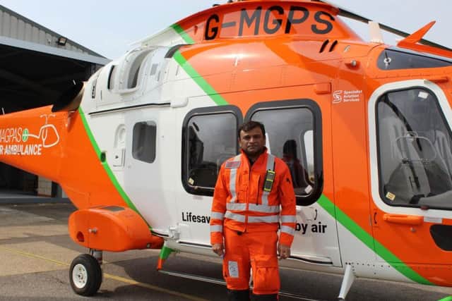 Dr Vijayasankar with the new air ambulance