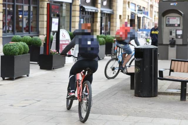 Cyclists in Bridge Street on Wednesday