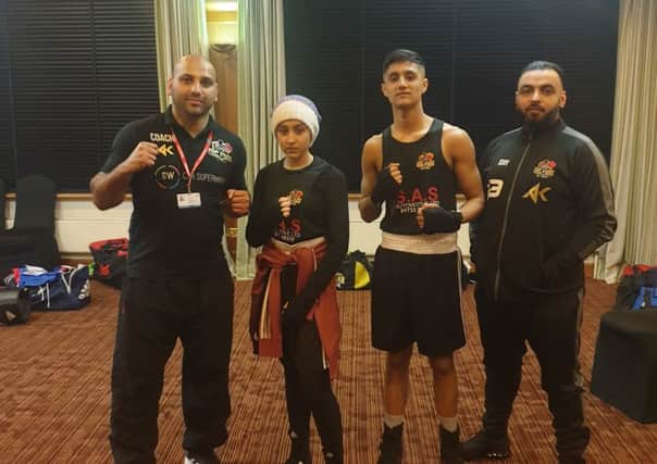 The Top Yard School of Boxing team at Norwich. From the left are coach Hamad Javed, Bismillah Alam, Mohammed Ali Hassan and coach Ishfaq Ali.