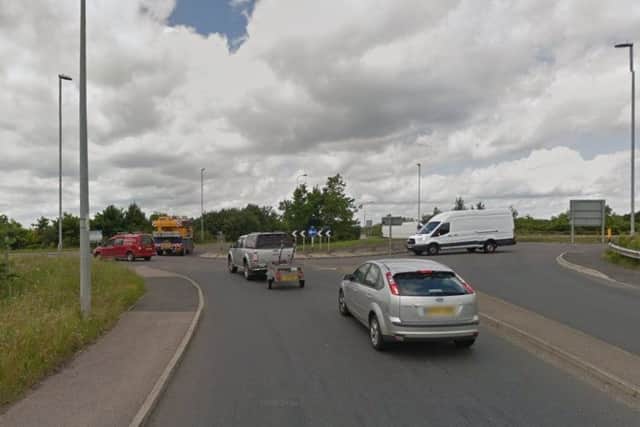 northbound exit slip road leading to Rusts Lane, Alconbury