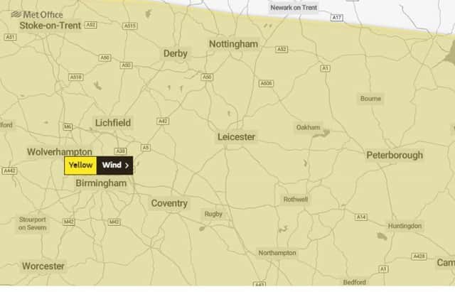 The Met Office have issued a yellow weather warning