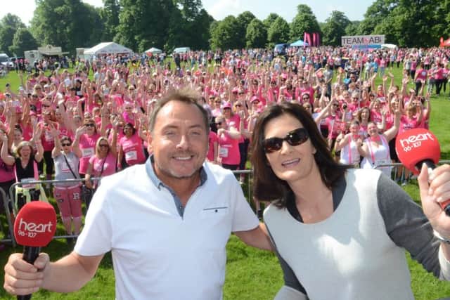 Kev Lawrence and Ros Webb hosting Race For Life.