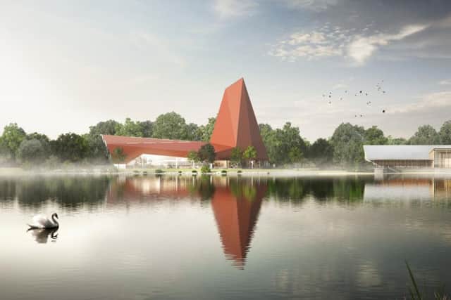 How the 34.25 metres tall Climbing Wall could appear from Gunwade Lake.