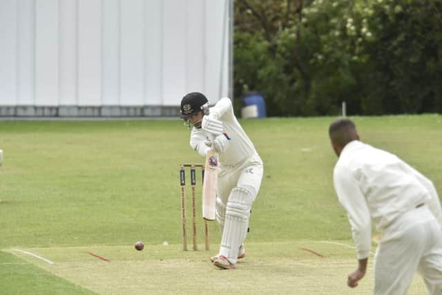 Chris Milner on his way to 57 for Peterborough Town at Oundle. Photo: David Lowndes.