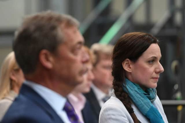 Nigel Farage and Annunziata Rees-Mogg at the launch of the Brexit Partys European Parliament elections campaign (Photo: PA)