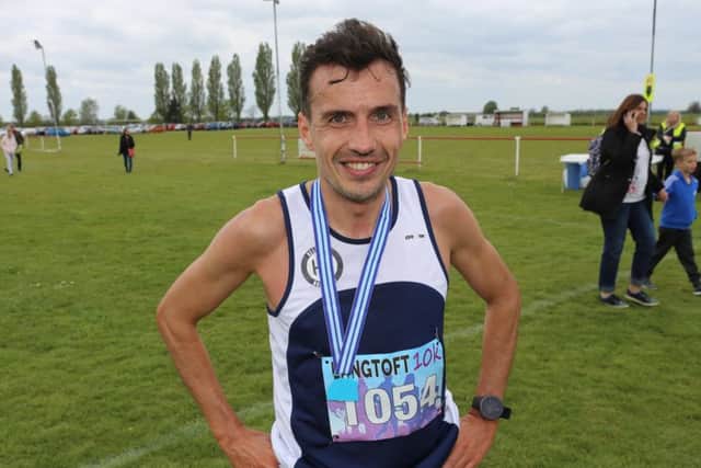 Aaron Scott pictured after his record-breaking run. Pictures: Richard Payne.
