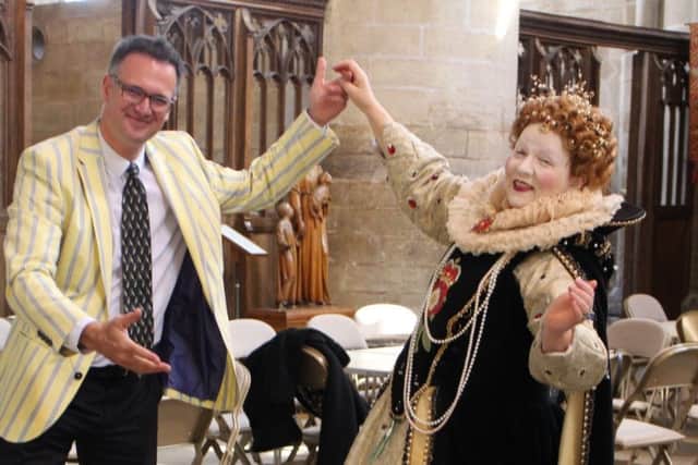 Charles Hanson and 'Elizabeth I' at Peterborough Cathedral