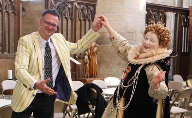 Charles Hanson and 'Elizabeth I' at Peterborough Cathedral