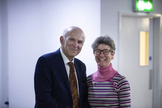 Lib Dem leader Vince Cable with candidate Beki Sellick