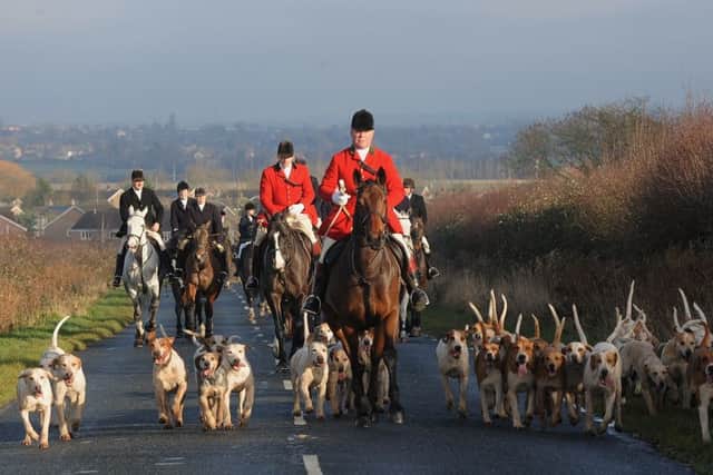 Master of the Hounds, George Adams, leads The Fitzwilliam Hunt Boxing Day meet out of Stilton ENGEMN00120131226132849