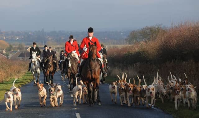 Master of the Hounds, George Adams, leads The Fitzwilliam Hunt Boxing Day meet out of Stilton ENGEMN00120131226132849