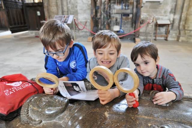 Explorer back-packs at Peterborough Cathedral